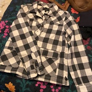 Wool flannel pullover shacket